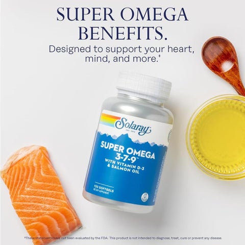 Solaray Super Omega 3-7-9 With Vitamin D3 & Salmon Oil - 120 Softgels