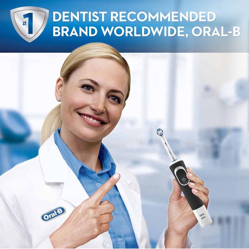 Oral B Vitality 100 Cross Action Electric Rechargeable Toothbrush D100.413.1 - Black & White, TWIN PACK