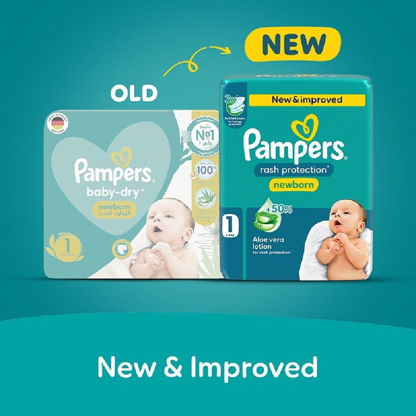 Pampers Rash Protection Size 1, 2-5kg Newborn Diapers, Pack of 66's