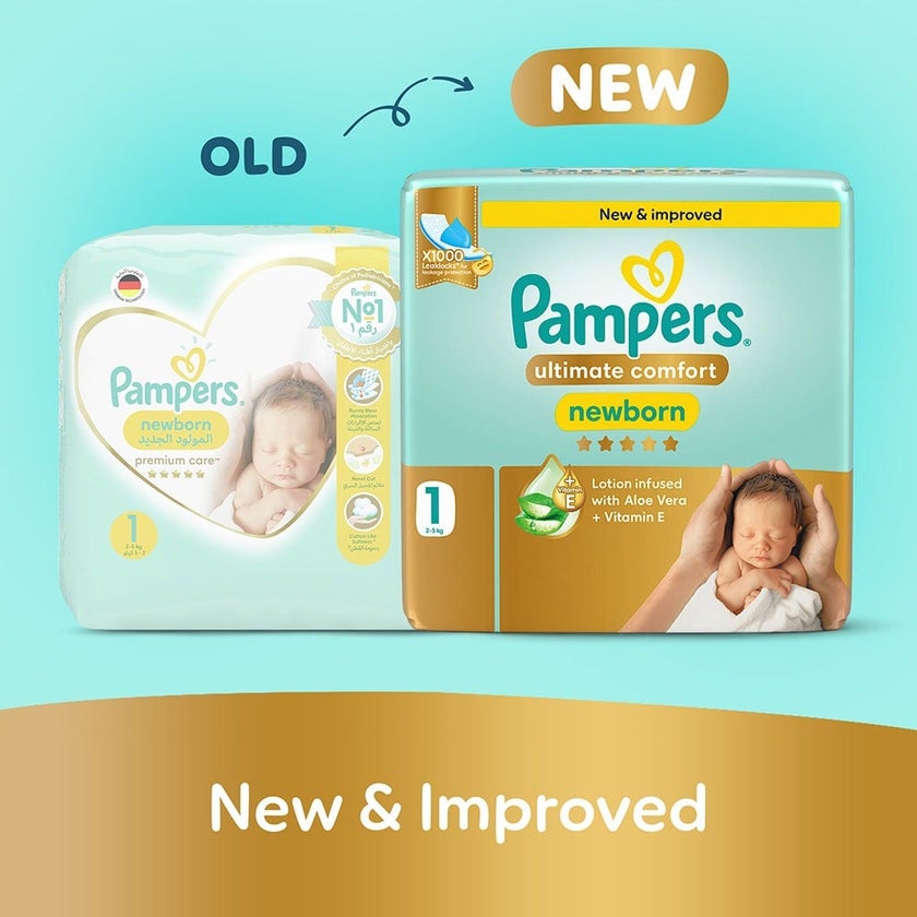 Pampers Ultimate Comfort Size 1, 2-5kg Newborn Diapers, Pack of 108's