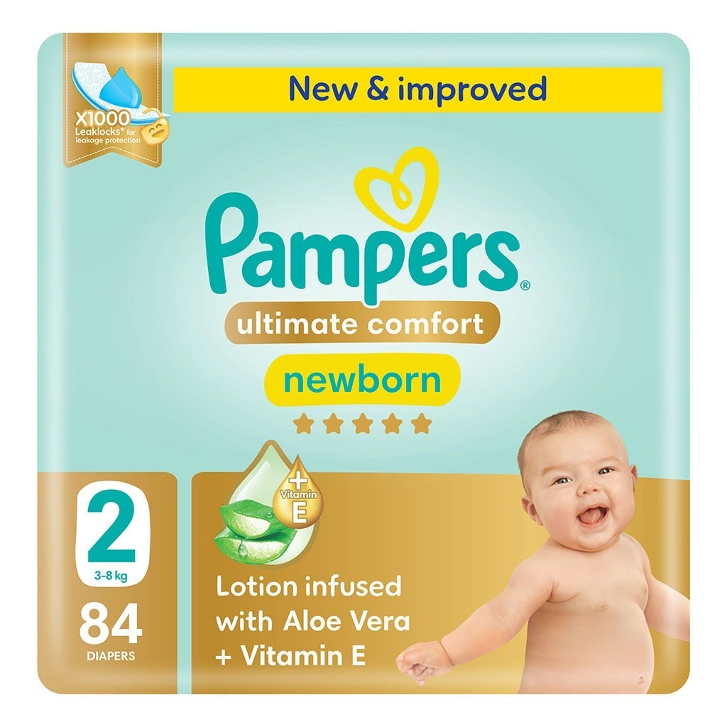 Pampers Ultimate Comfort Size 2, 3-8kg Newborn Diapers, Pack of 84's - myAster