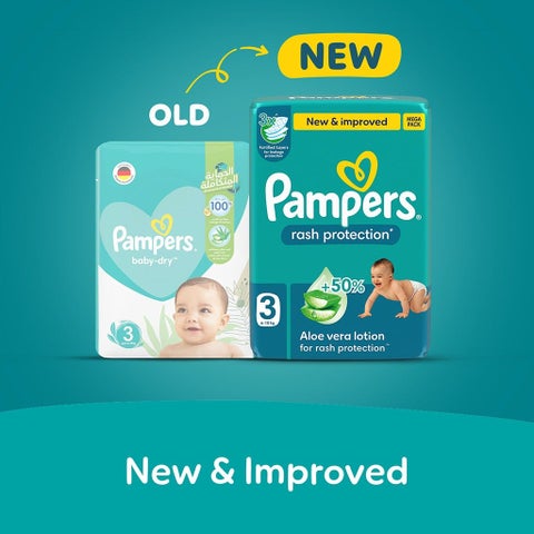Pampers Rash Protection Size 3, 6-10kg Baby Diapers, Pack of 46's