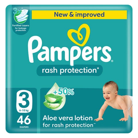 Pampers Rash Protection Size 3, 6-10kg Baby Diapers, Pack of 46's