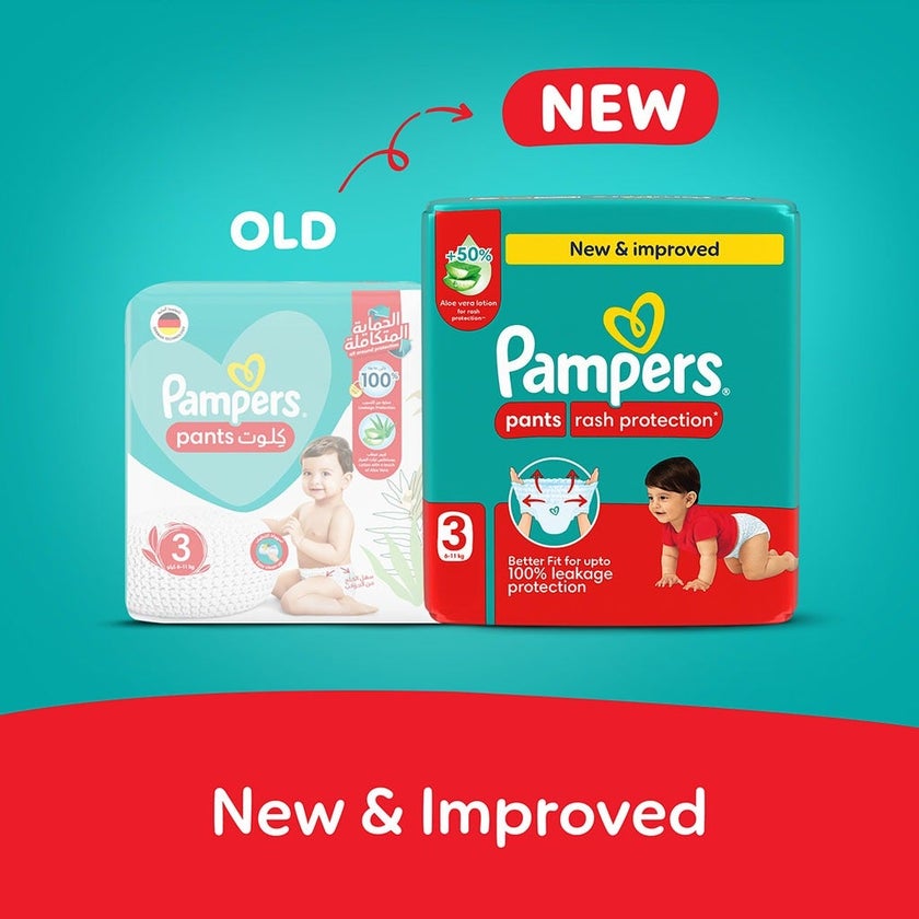 Pampers Rash Protection Size 3, 6-11kg Baby Diaper Pants, Pack of 26's