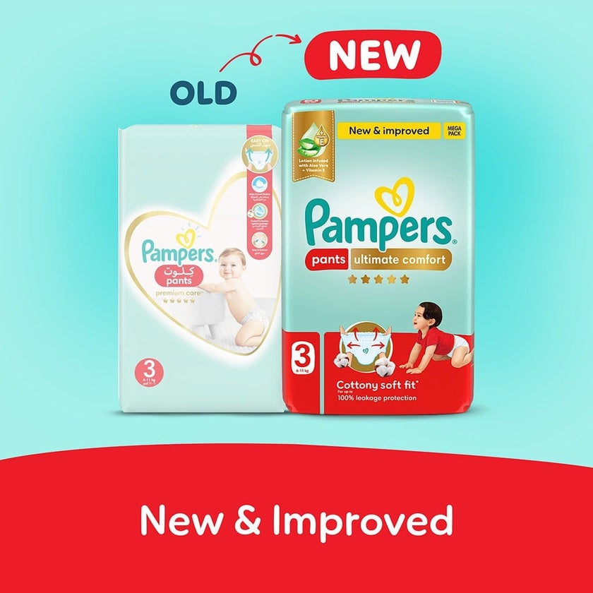 Pampers Ultimate Comfort Size 3, 6-11kg Baby Diaper Pants, Pack of 56's