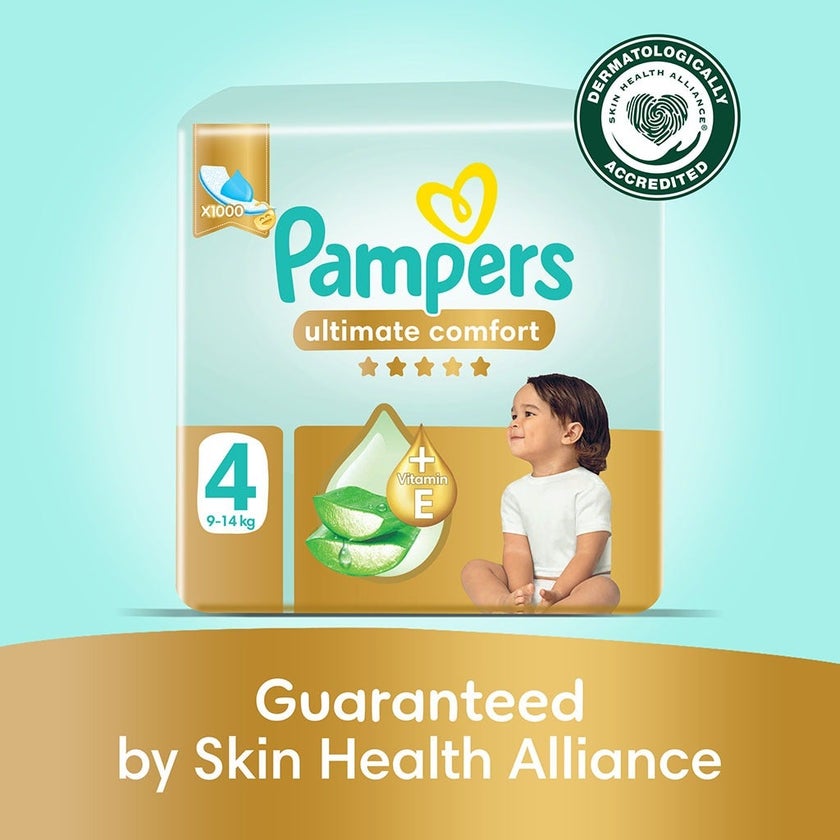 Pampers Ultimate Comfort Size 4, 9-14kg Baby Diapers, Pack of 54's