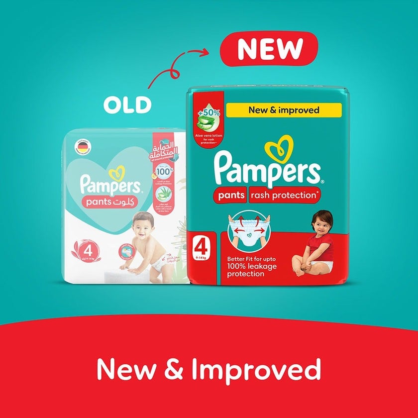 Pampers Rash Protection Size 4, 9-14kg Baby Diaper Pants, Pack of 68's
