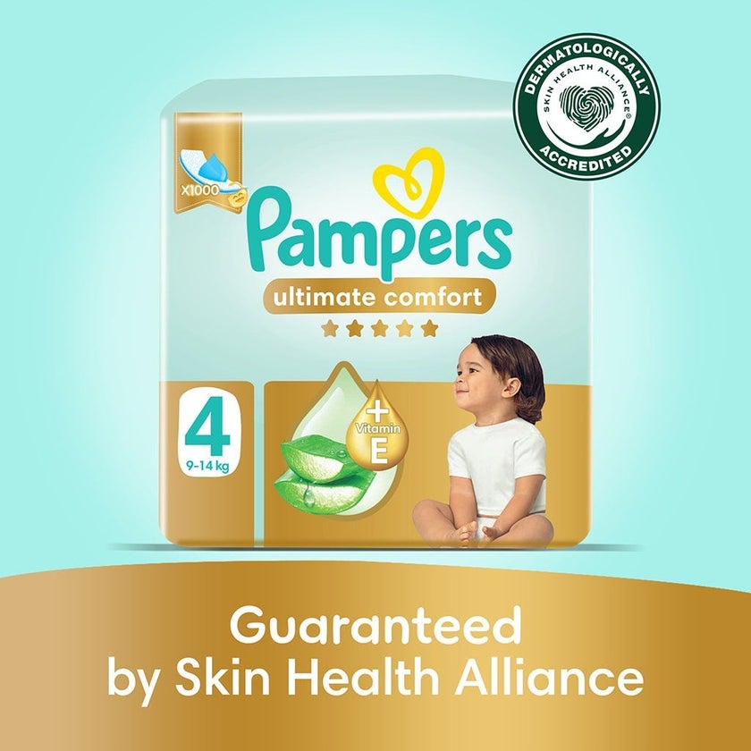 Pampers Ultimate Comfort Size 4, 9-14kg Baby Diapers, Pack of 100's