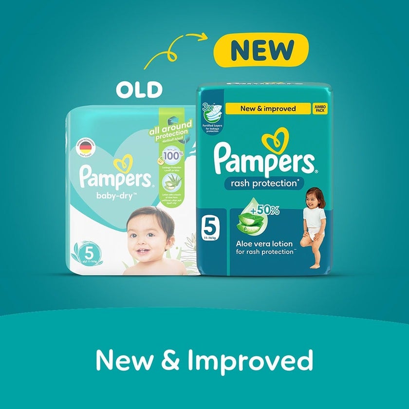 Pampers Rash Protection Size 5, 11-16kg Baby Diapers, Pack of 66's