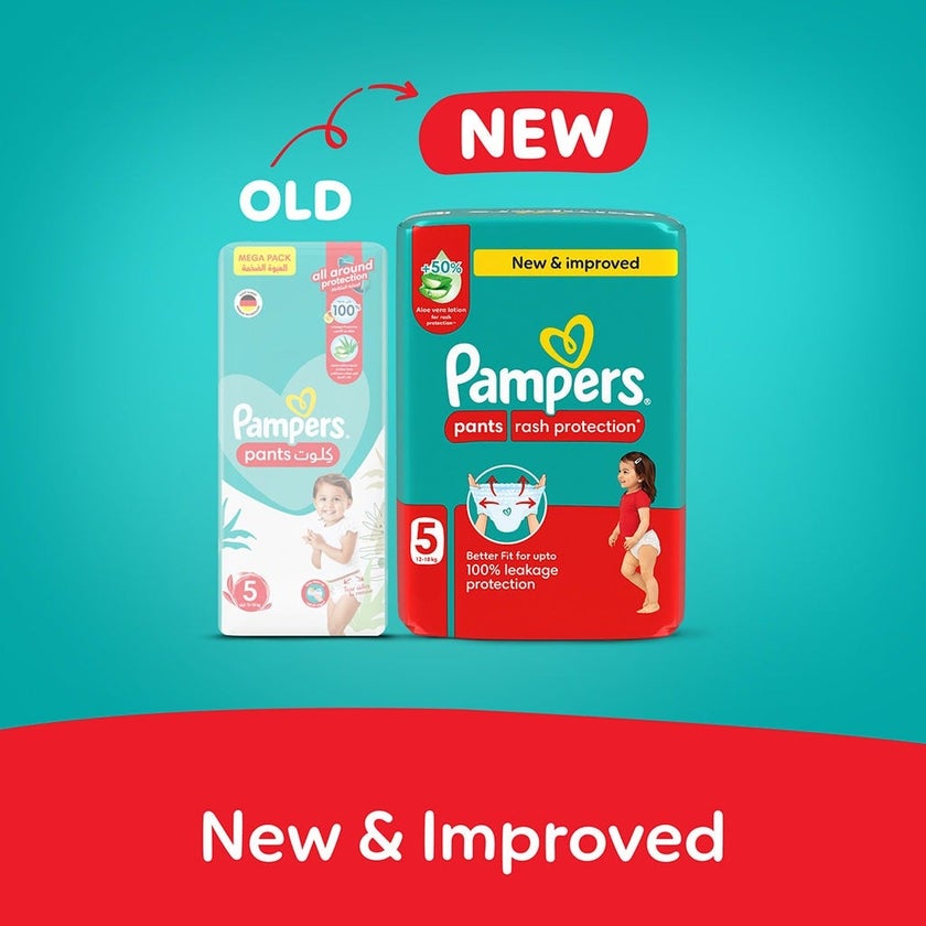 Pampers Rash Protection Size 5, 12-18kg Baby Diaper Pants, Pack of 96's
