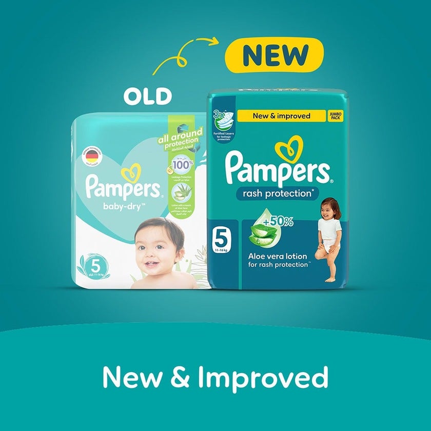 Pampers Rash Protection Size 5, 11-16kg Baby Diapers, Pack of 52's