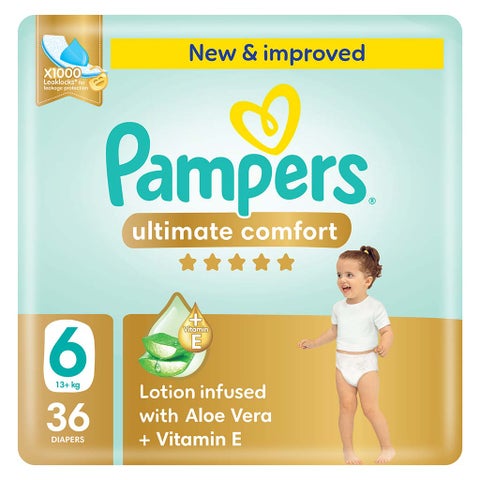 Pampers Ultimate Comfort Size 6, 13+kg Baby Diapers, Pack of 36's