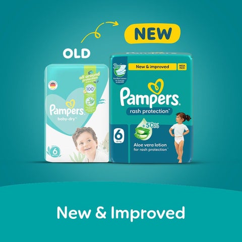 Pampers Rash Protection Size 6, 13+kg Baby Diapers, Pack of 72's