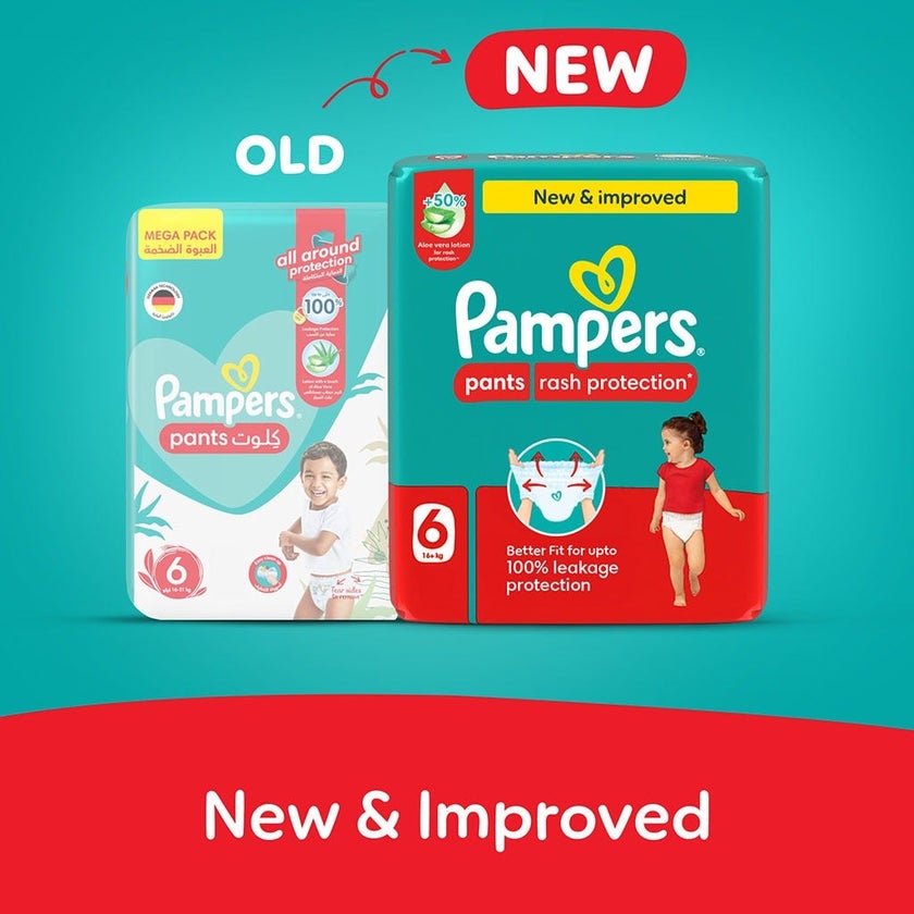 Pampers Rash Protection Size 6, 16+kg Baby Diaper Pants, Pack of 68's