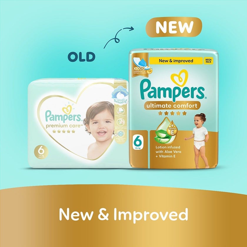 Pampers Ultimate Comfort Size 6, 13+kg Baby Diapers, Pack of 60's
