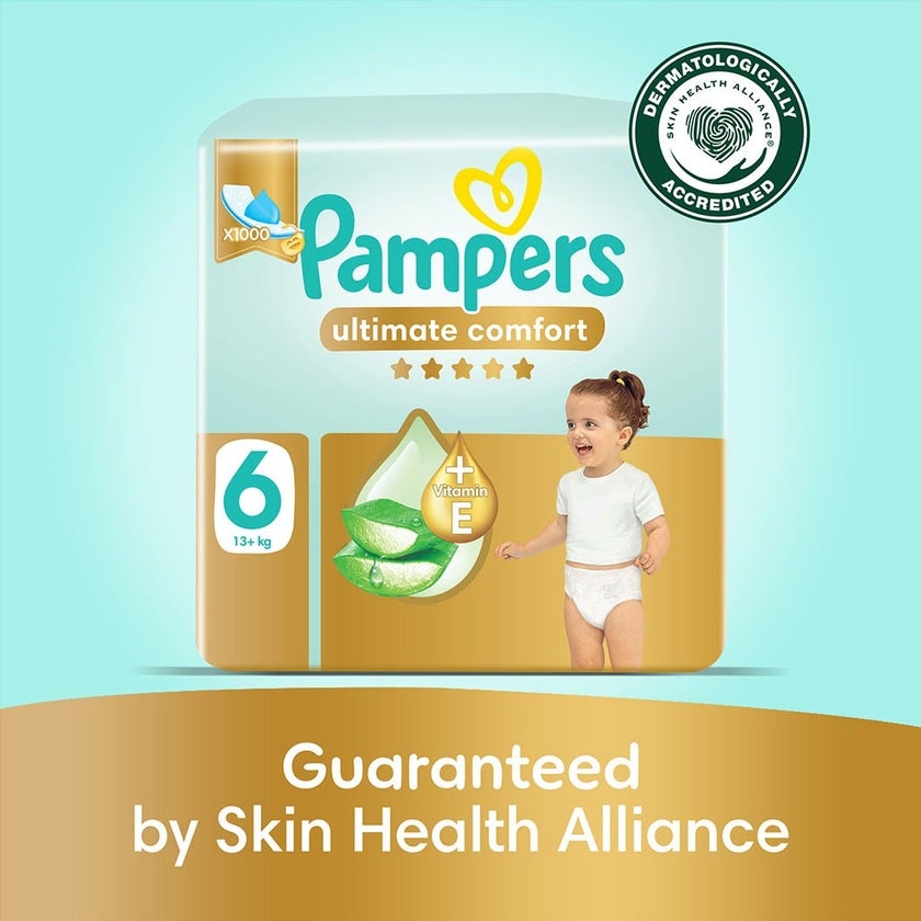 Pampers Ultimate Comfort Size 6, 13+kg Baby Diapers, Pack of 60's
