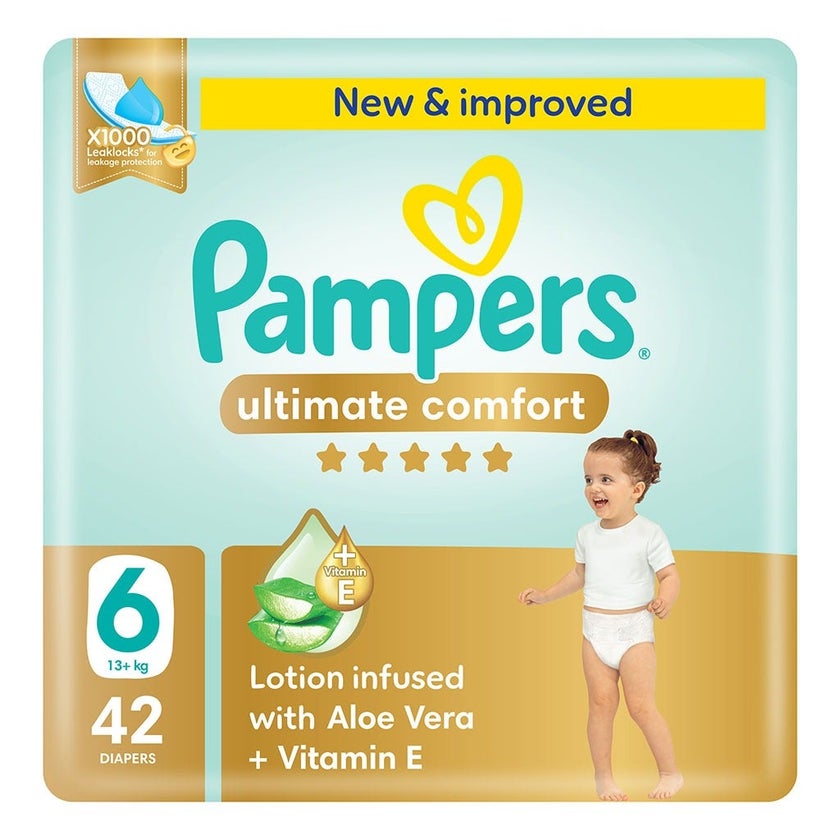 Pampers Ultimate Comfort Size 6, 13+kg Baby Diapers, Pack of 42's