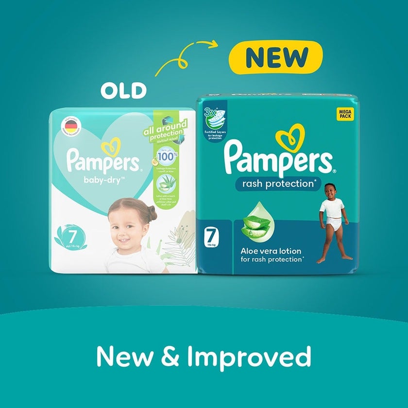 Pampers Rash Protection Size 7, 15+kg Baby Diapers, Pack of 42's