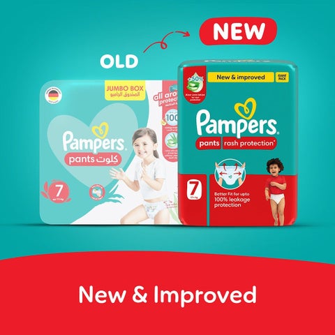 Pampers Rash Protection Size 7, 17+kg Baby Diaper Pants, Pack of 40's