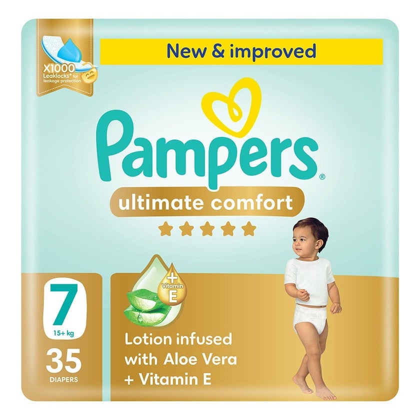 Pampers Ultimate Comfort Size 7, 15+kg Baby Diapers, Pack of 35's