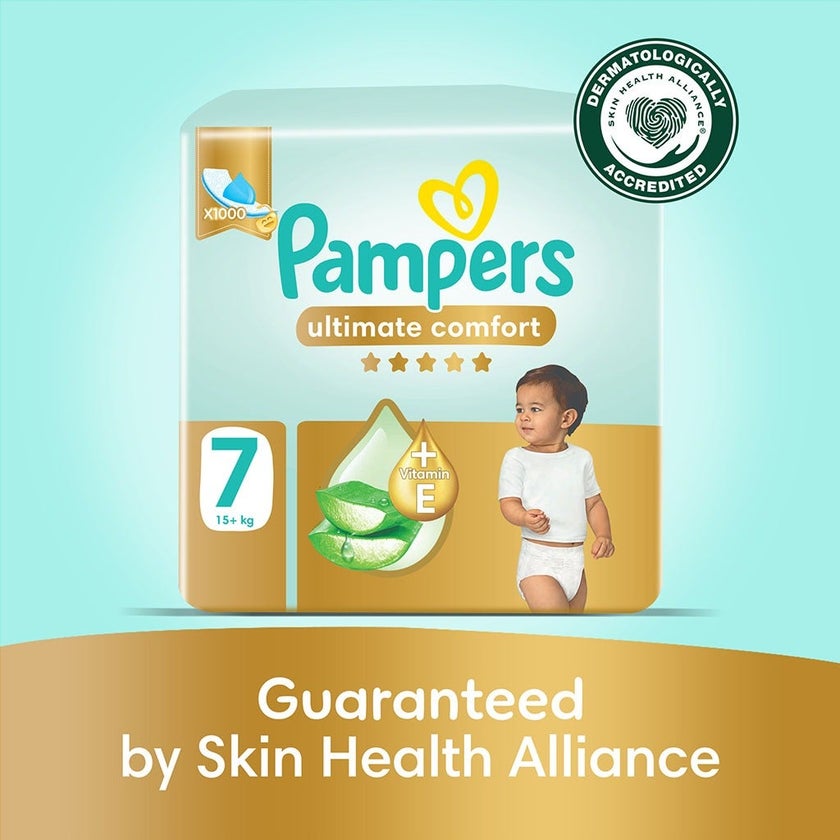 Pampers Ultimate Comfort Size 7, 15+kg Baby Diapers, Pack of 35's