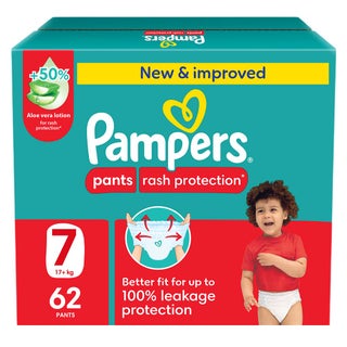 Pampers Rash Protection Size 7, 17+kg Baby Diaper Pants, Pack of 62's