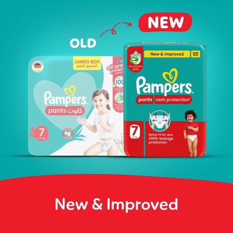 Pampers Rash Protection Size 7, 17+kg Baby Diaper Pants, Pack of 62's