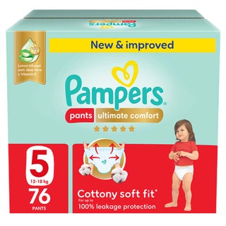 Pampers Ultimate Comfort Size 5, 12-18kg Baby Diaper Pants, Pack of 76's