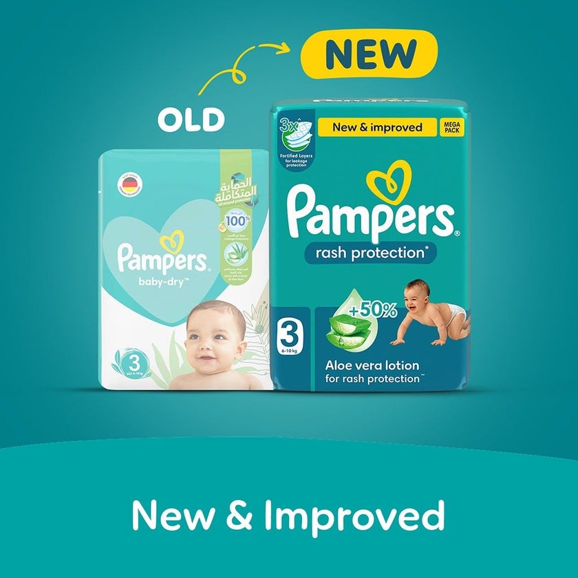 Pampers Rash Protection Size 3, 6-10kg Baby Diapers, Pack of 100's