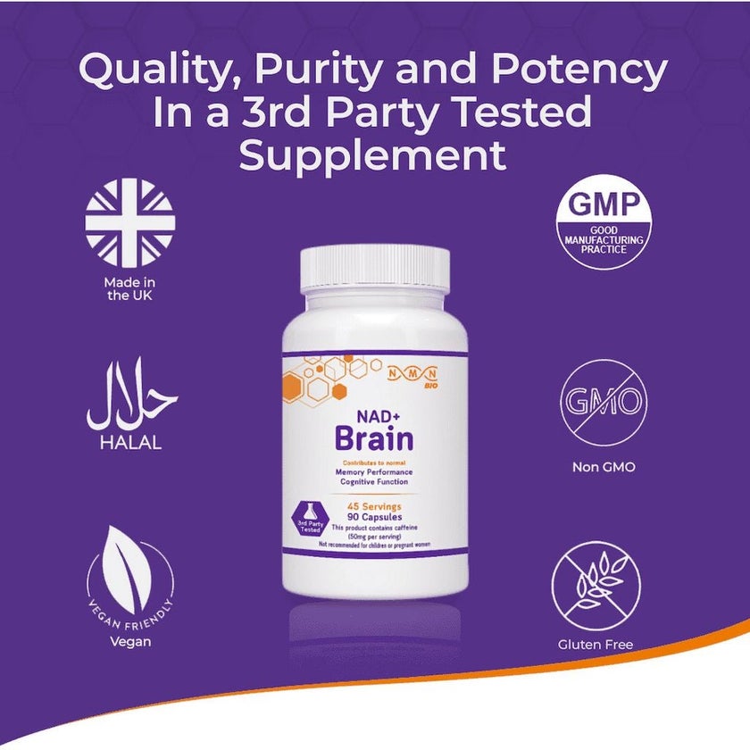 NMN NAD+ Brain Food Supplement Capsules, Pack of 90’s