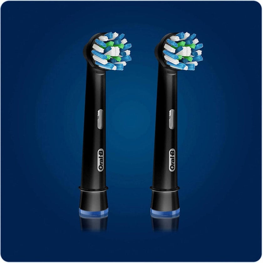 Oral B Cross Action Black Edition Rechargeable Electric Toothbrush Heads, Pack of 2's