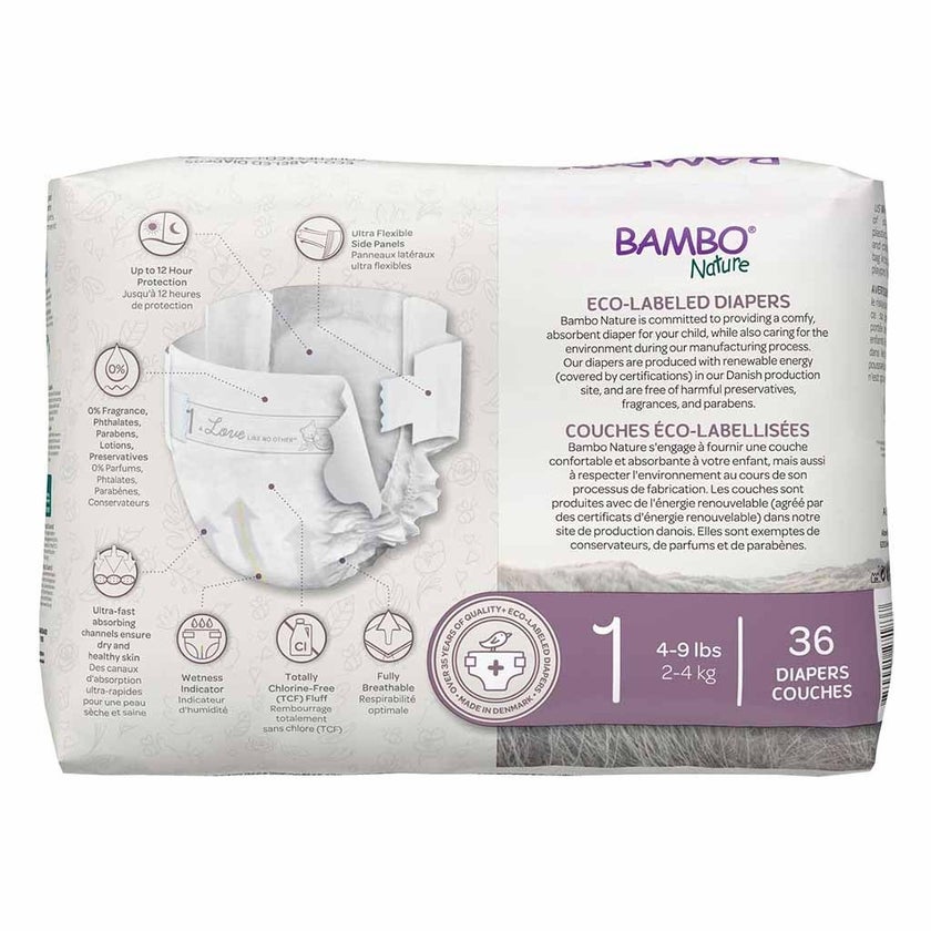 Bambo Nature Dream Size 1, 2-4kg Eco-Friendly Newborn Diapers, Pack of 36's