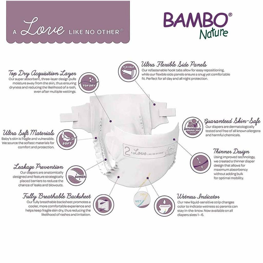 Bambo Nature Dream Size 1, 2-4kg Eco-Friendly Newborn Diapers, Pack of 36's