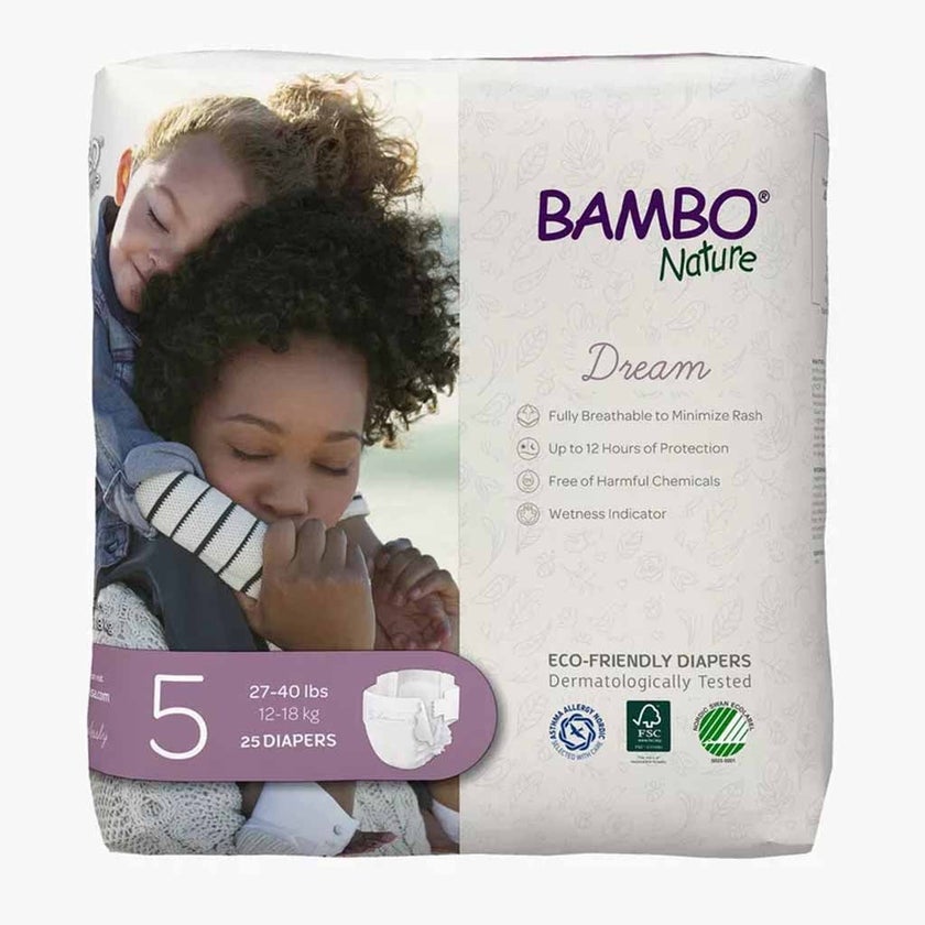 Bambo Nature Dream Size 5, 12-18kg Eco-Friendly Baby Diapers, Pack of 25's