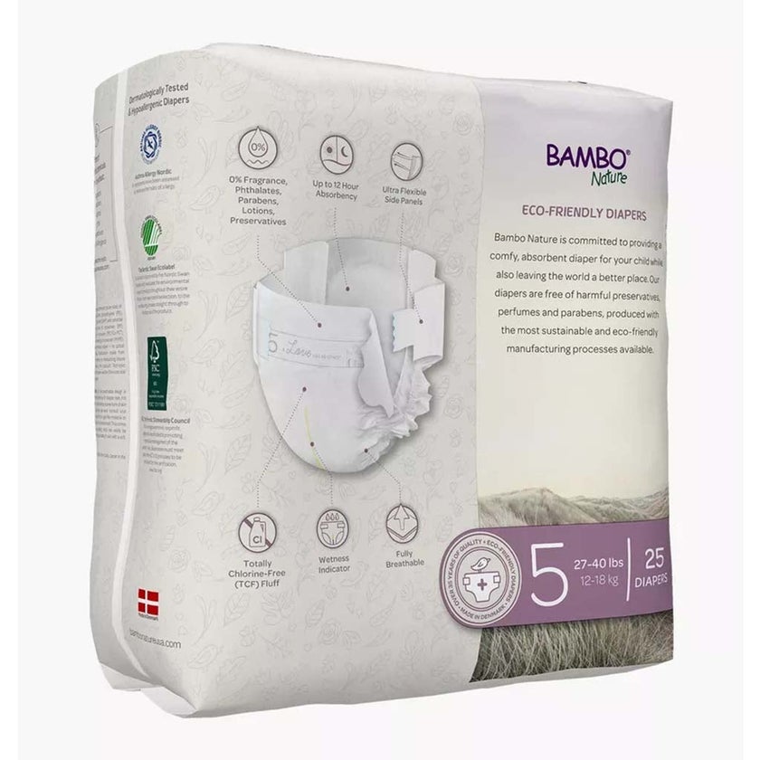 Bambo Nature Dream Size 5, 12-18kg Eco-Friendly Baby Diapers, Pack of 25's