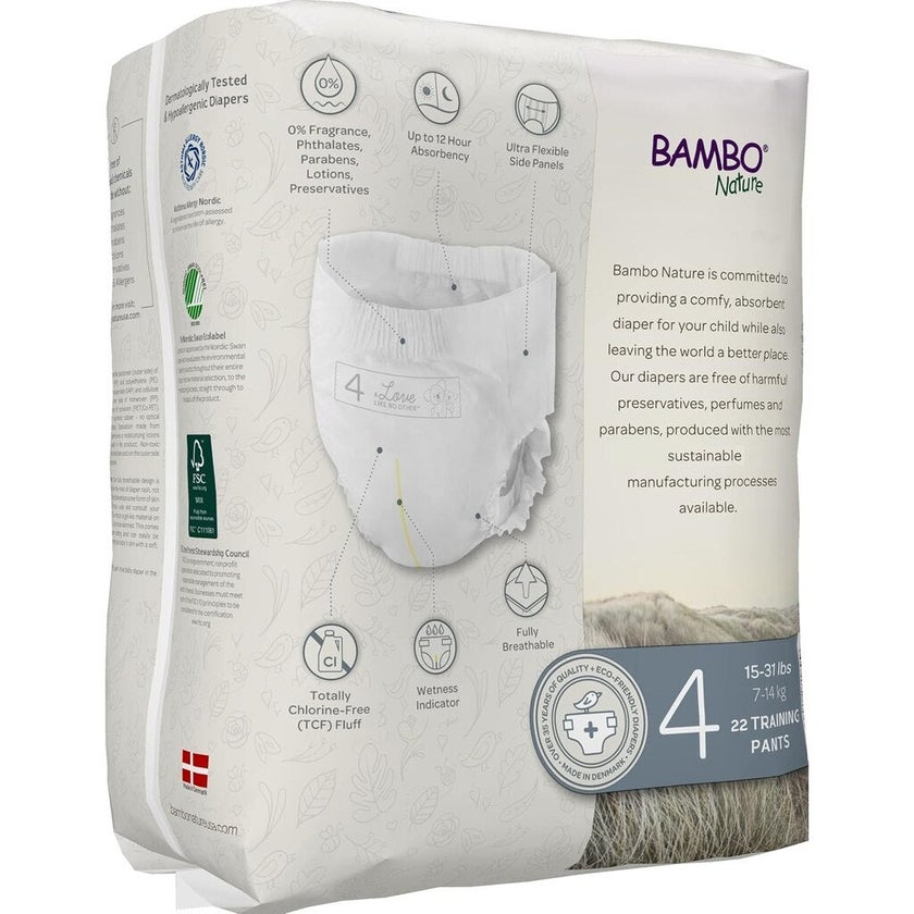 Bambo Nature Dream Size 4, 7-12kg Eco-Friendly Training Pants, Pack of 22's
