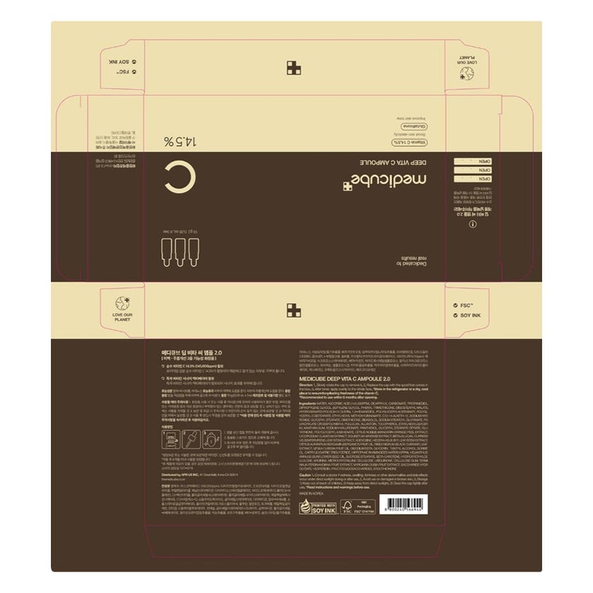 Medicube Deep Vita C 14.5% Ampoule For Skin Brightening 10ml, Pack of 3’s