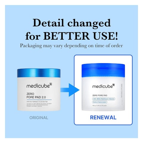 Medicube Zero Pore 2.0 AHA + BHA Facial Toner Pads For Pore Tightening 155g, Pack of 70's