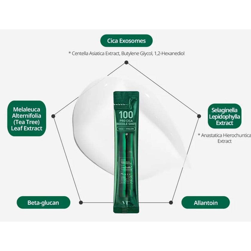 VT Cosmetics Pro Cica 100 Reedle Shot Face Serum 2ml, Pack of 10’s