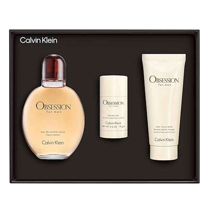Calvin Klein Obsession Gift Set For Men - Pack of Calvin Klein Obsession EDT 125ml + Deodorant Stick 75g + After Shave Balm 100ml