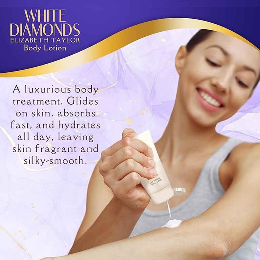 Elizabeth Taylor White Diamonds Gift Set For Women - Pack of White Diamonds EDP 100ml + Body Wash 100ml + Perfumed Body Lotion 100ml