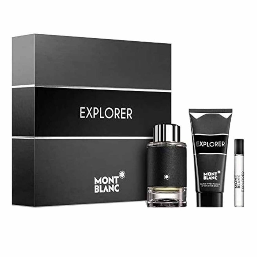 Mont Blanc Explorer Gift Set For Men - Pack of Mont Blanc Explorer EDP 100ml + EDP Mini Spray 7.5ml + Explorer After Shave Balm 100ml