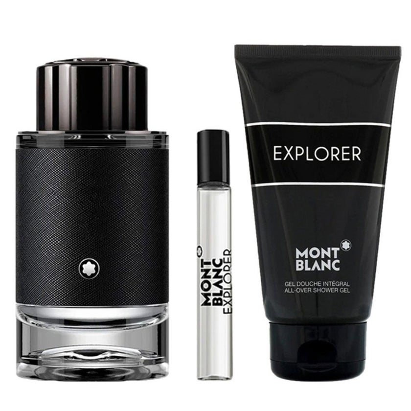 Mont Blanc Explorer Gift Set For Men - Pack of Mont Blanc Explorer EDP 100ml + EDP Mini Spray 7.5ml + Explorer After Shave Balm 100ml
