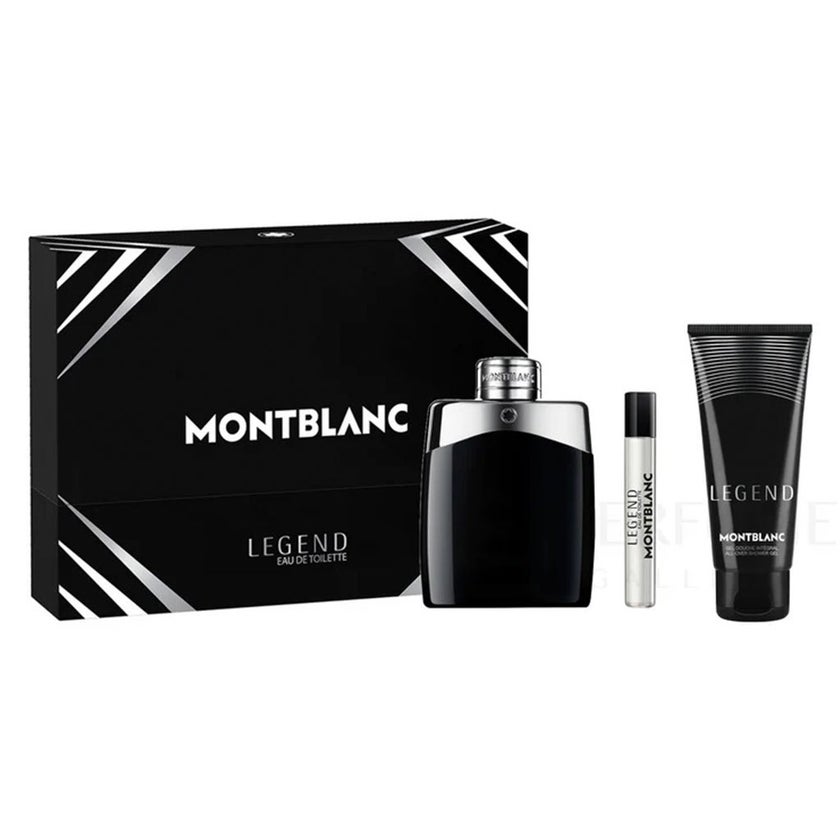Mont Blanc Legend Black Gift Set For Men - Pack of Mont Blanc Legend Black EDT 100ml + EDT Mini Spray 7.5ml + Shower Gel 100ml
