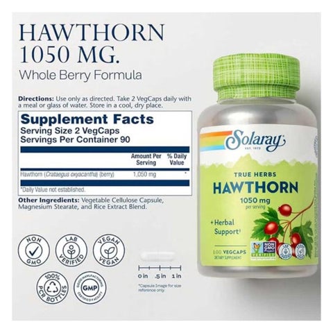 Solaray Hawthron 1050mg - 100 Capsules