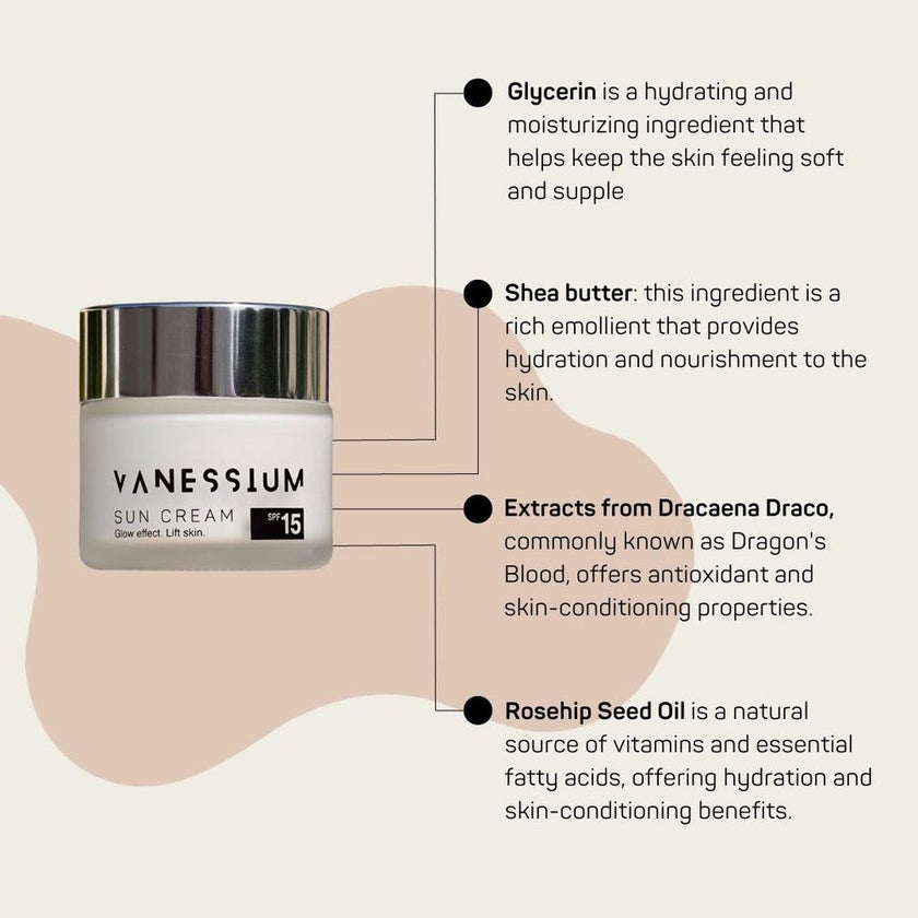 Vanessium Glow Effect SPF15 Skin Lift Sun Cream 50ml