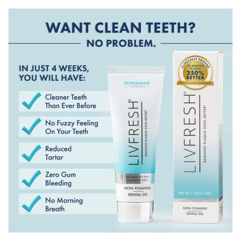 Livfresh Peppermint Whitening Non-Foaming Gel Toothpaste 50g