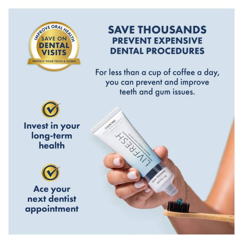 Livfresh Mild Peppermint Whitening Non-Foaming Gel Toothpaste 50g