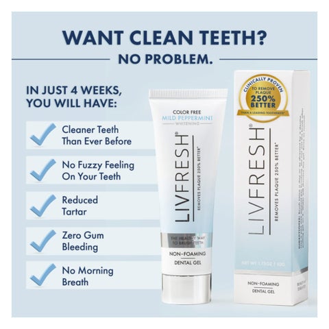 Livfresh Mild Peppermint Whitening Non-Foaming Gel Toothpaste 50g