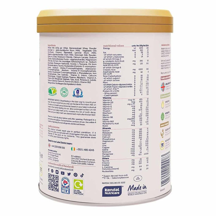 Kendamil Classic Stage 1 First Infant Milk Formula For 0 To 6 Months 800g